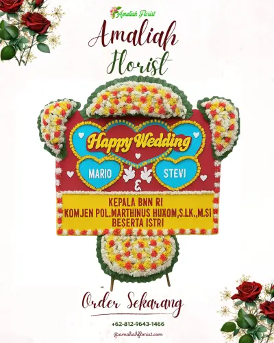 Karangan Papan Bunga Pernikahan di Karang Mumus